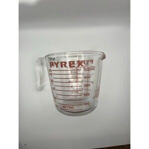 Pyrex Metric Only Glass‎ Measuring Cup with Spout Red Lettering